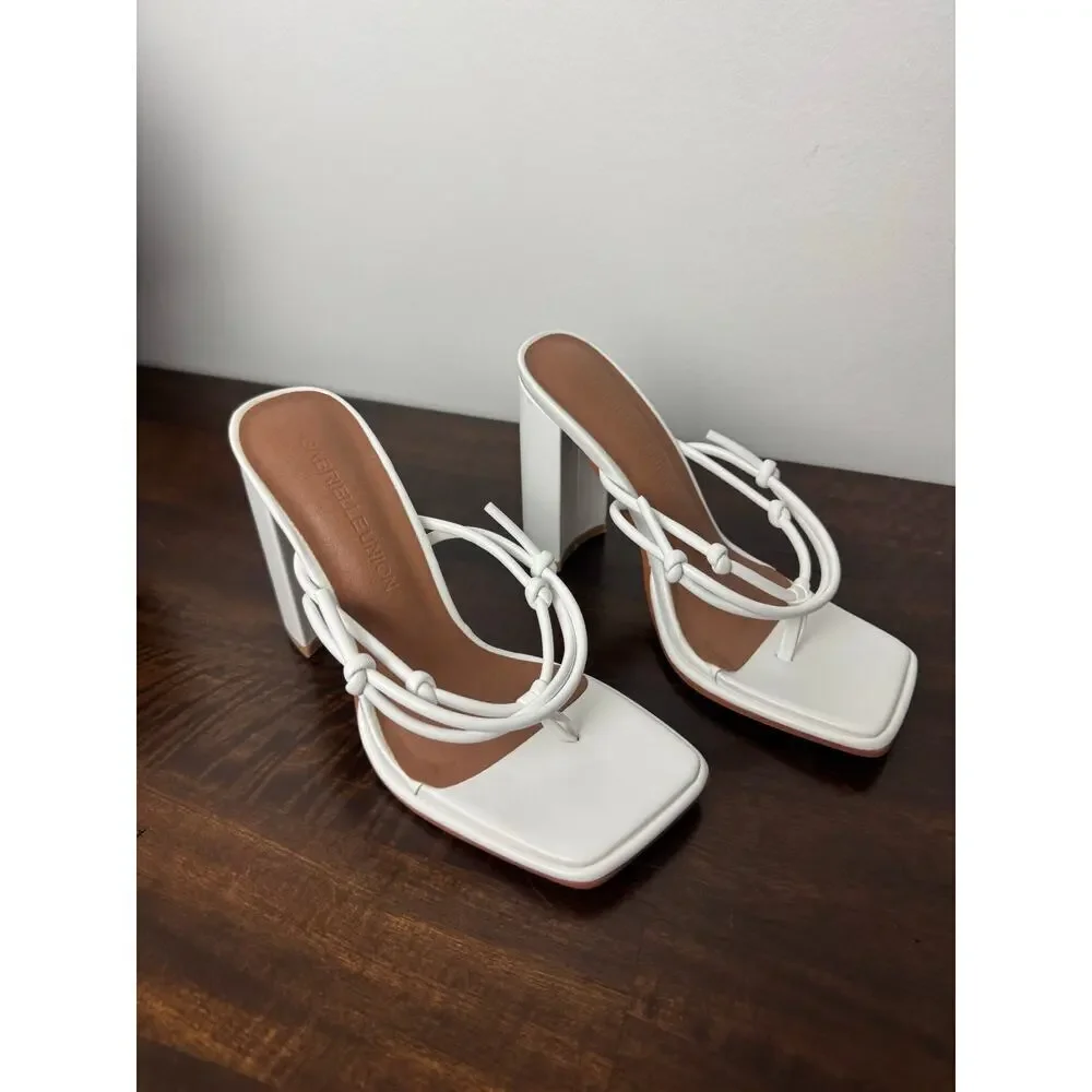 Strappy Block Heel Sandals, White, Size 7 - Gabrielle Union x FTF
